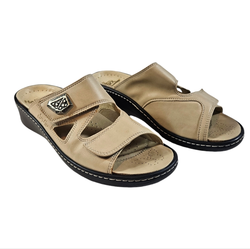 Fidelio Hallux Fabia Beige Tan Bunion Relief Sandals Sz 36 US 7 Adjustable Strap